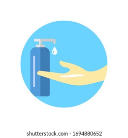 Wash hand with soap or hand sanitizer for prevention vector illustration flat design.
