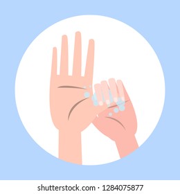 Wash hand with soap. Washing dirty hands guidance. Idea of healthcare. Isolated flat vector illustration