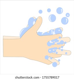 A wash hand vector art with bubble floating. Isolated over white background