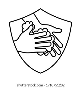 Wash hand vector in the shield icon logo illustration symbol.