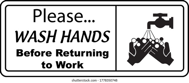Wash Hands Before Returning Sign
