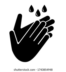 Wash hands black and white silhouette vector for prevent corona-virus. black and white vetor eps 10 for web and printing purpose. wash your hands using sanitizer. 