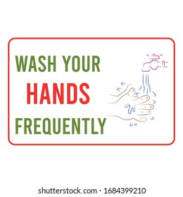Wash Hands Frequently with symbol vector design  isolated on white background, symbol for your web site design, icon logo, app, UI. Banner or any purpose. can change color.
