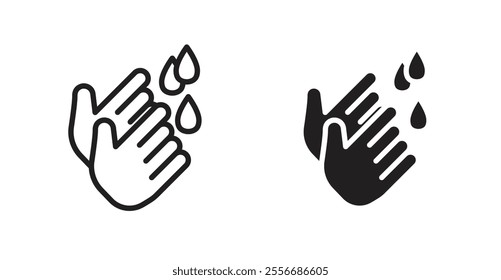 Wash hands icon set in Thin line black color.
