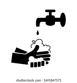 Wash hands icon vector, filled flat sign, solid pictogram isolated on white. Hygiene symbol, logo illustration. Pixel perfect