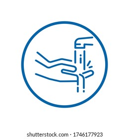 Wash hands icon, vector sign, flat style label