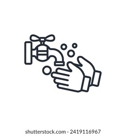 wash hands icon. vector.Editable stroke.linear style sign for use web design,logo.Symbol illustration.