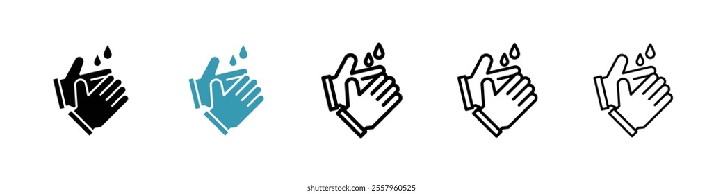 Wash hands icons pack in black and blue.