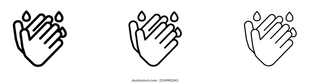 Wash hands icons in tree different stroke sizes