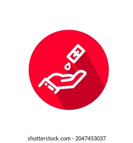 Lávese el icono rojo plano de la línea de las manos, símbolo del vector de contorno, pictograma de estilo lineal aislado en blanco. Símbolo de higiene, ilustración del logotipo. Trazo editable. Píxel perfecto