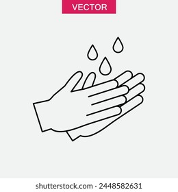 Wash hands line icon, Hygiene symbol, logo flat trendy style illustration for web and app..eps