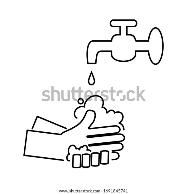 Wash Hands Line Icon Outline Vector Stock Vector (royalty Free 