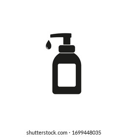 Lávese las manos con un icono vectorial líquido portador lleno de signo plano para el concepto móvil y el diseño web Manos antiséptico símbolo de icono de glifo de botella, logo ilustración