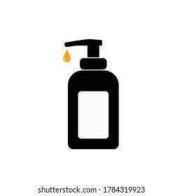 Wash hands with liquid soap vector icon filled flat sign for mobile concept and web design Hands antiseptic bottle glyph icon symbol, logo illustration