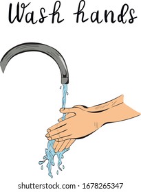 Wash hands, medicine vector isolated illustration on white background. 