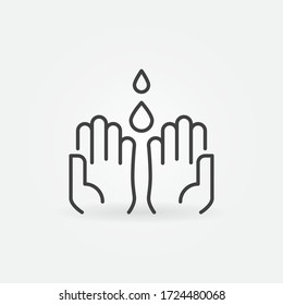 Icono de concepto de vector de contorno de manos de lavado o elemento de diseño