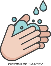 Wash hands with soap color vector icon, pandemic, coronavirus, COVID-19 prevention