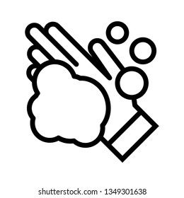 Wash hands with soap. Hand and bubbles. Hygiene concept. Vector illustration