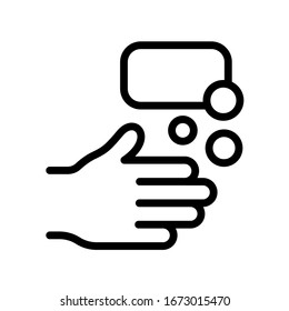 Wash hands with soap outline vector icon isolated on white background. 2019-ncov line icon for web, mobile apps, ui design and print products. Symptoms and prevention of coronavirus