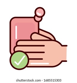 Händewaschen mit Seife verhindern Ausbreitung von covid19 Vektorillustration Illustration Linie und Datei-Symbol