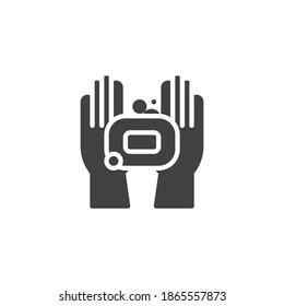 Lávese las manos con el icono del vector del jabón. signo plano relleno para concepto móvil y diseño web. Icono de glifo de jabón antibacteriano manual. Símbolo, ilustración del logotipo. Gráficos vectoriales