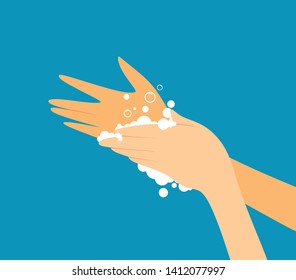 wash hands with soap vector illustration - Vector