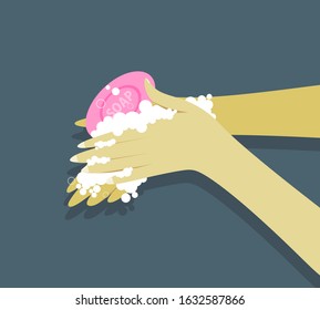 wash hands with soap vector illustration