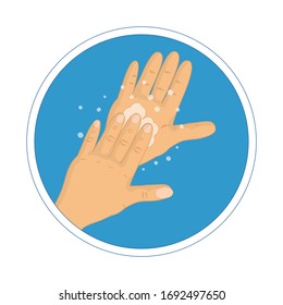 Wash Hands with soap vector illustration. How to wash your hands infographic. 