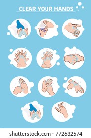 Wash hands step by step vector