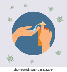 Wash hands vector instructions of washing or cleaning hands with soap and foam in water illustration antibacterial set of healthy skincare with bubbles isolated Vector