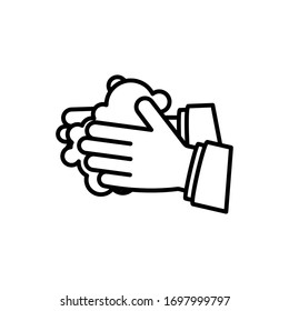  Wash Hands vector outline illustration. covid-19 EPS 10