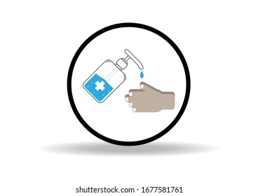 Wash hands when touching various things to stop COVID-19 or coronavirus on light background in round frame. The prevent outbreak health risk public.