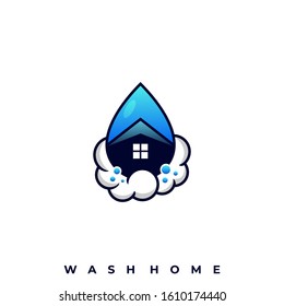 Wash Home Illustration Vector Template. Suitable for Creative Industry, Multimedia, entertainment, Educations, Shop, and any related business