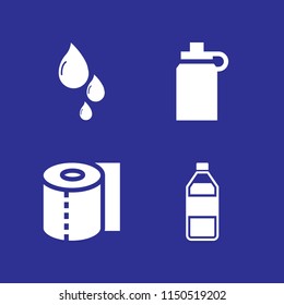 wash icon. 4 wash set with clean, drop and water vector icons for web and mobile app