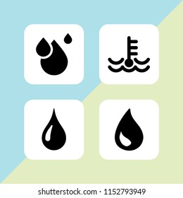 wash icon. 4 wash set with water drop, droplet of water and water vector icons for web and mobile app