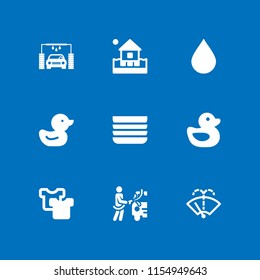 wash icon. 9 wash set with droplet, laundry, washer and dishes vector icons for web and mobile app