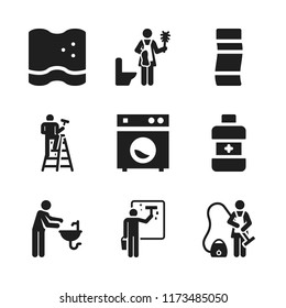 wash icon. 9 wash vector icons set. washing, hygienic and washing machine icons for web and design about wash theme