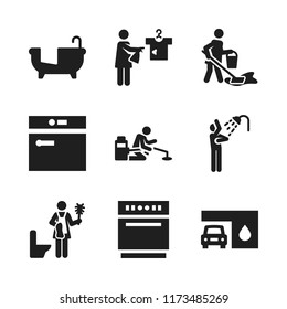 wash icon. 9 wash vector icons set. dishwasher, laundry and washer machine icons for web and design about wash theme