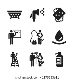 wash icon. 9 wash vector icons set. soap dispenser, cleaning and soap icons for web and design about wash theme