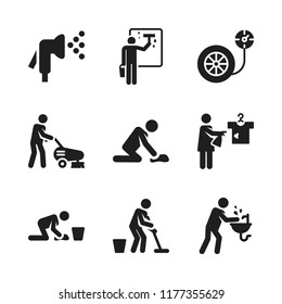 wash icon. 9 wash vector icons set. laundry, watering and pressure icons for web and design about wash theme