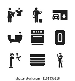 wash icon. 9 wash vector icons set. shower, dishes and cleaning icons for web and design about wash theme