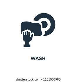 Wash icon. Black filled vector illustration. Wash symbol on white background. Can be used in web and mobile.