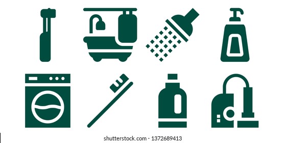 wash icon set. 8 filled wash icons.  
