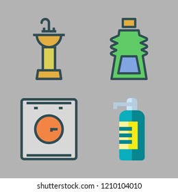 wash icon set. vector set about gel, sink, dishwasher and soap dispenser icons set.