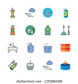 wash icon set. vector set about sink, car wash, cleaning tools and mop icons set.