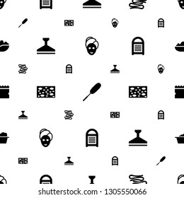 wash icons pattern seamless white background. Included editable filled spa mask, dust brush, towels, window squeegee, sponge, laundry, baby bath icons. wash icons for web and mobile.