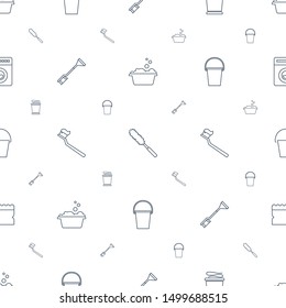 wash icons pattern seamless white background. Included editable line laundry, dust brush, towels, toothbrush, tooth brush, bucket, sponge icons. wash icons for web and mobile.