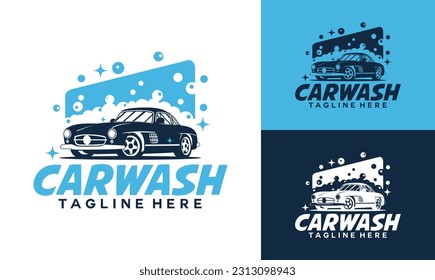 Design des Waschlogos, Set des Designs des Autos Wash-Logos, Vektorgrafik des Automobil-Reinigungslogos