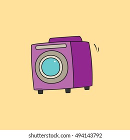 Wash Machine Icon hand drawn style. Vector Illustration
