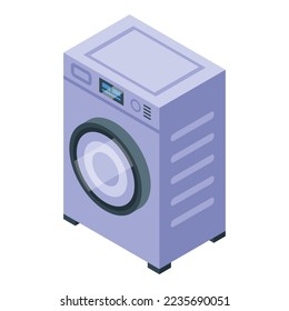 Wash machine icon isometric vector. Vacuum staff. Work people